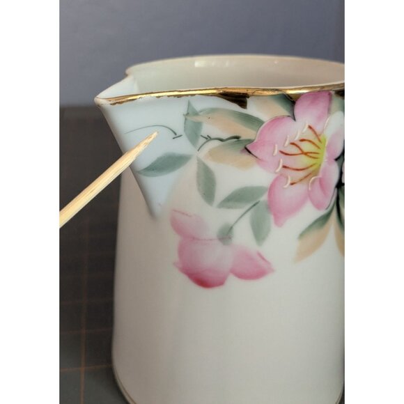 Noritake Azalea Porcelain Pitcher 28oz Floral Gold Trim 5.75" Japan Juice jug mi - Picture 5 of 15